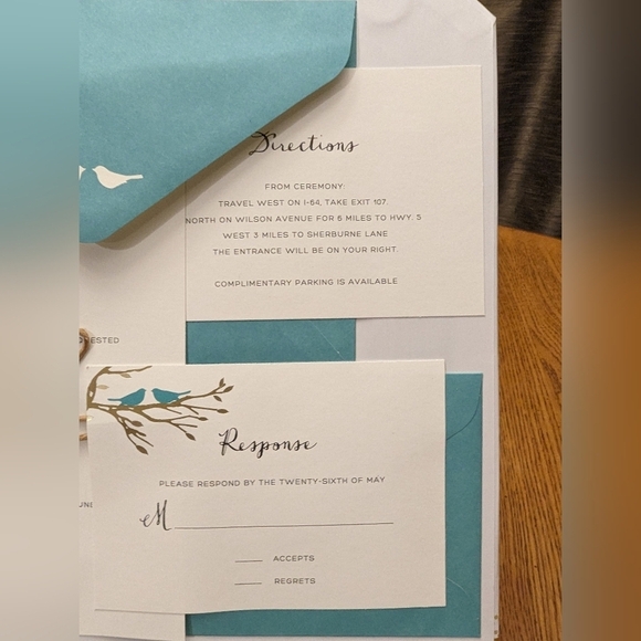 Celebrate it Wedding Invitation Kit 30 Sets (white & teal lovebirds) NIB - Picture 5 of 11